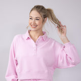 Women's Simply Southern Clothing Gigi ¼ Snap Collar Modal Pullover for Women in Pink