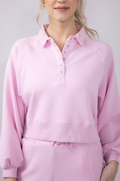 Women's Simply Southern Clothing Gigi ¼ Snap Collar Modal Pullover for Women in Pink