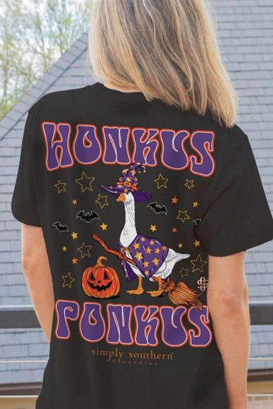 Simply Southern Honkus Ponkus Halloween Goose T-Shirt for Women in Black