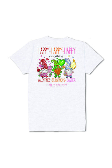 Simply Southern Youth Happy Everything T-Shirt for Girls in Ash Gray