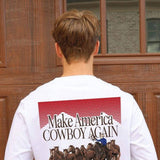 Simply Southern Men's T-Shirt Long Sleeve Cowboy Horse T-Shirt for Men in White 