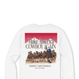 Simply Southern Men's T-Shirt Long Sleeve Cowboy Horse T-Shirt for Men in White 