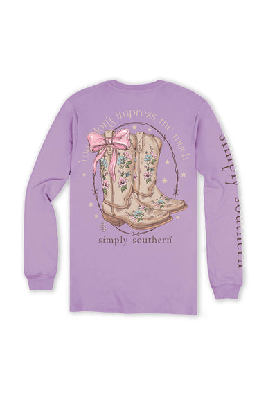 Simply Southern Plus Size Long Sleeve Impress T-Shirt for Women in Lilac