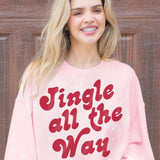 Simply Southern Jingle Fleece Crewneck for Women in Tutu Pink