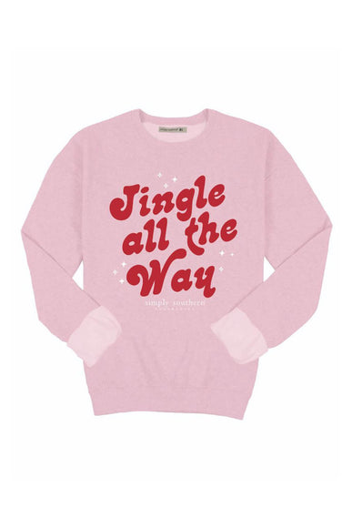 Simply Southern Jingle Fleece Crewneck for Women in Tutu Pink