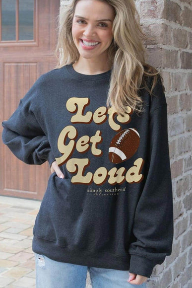 Simply Southern Let’s Get Loud Fleece Crewneck for Women in Black