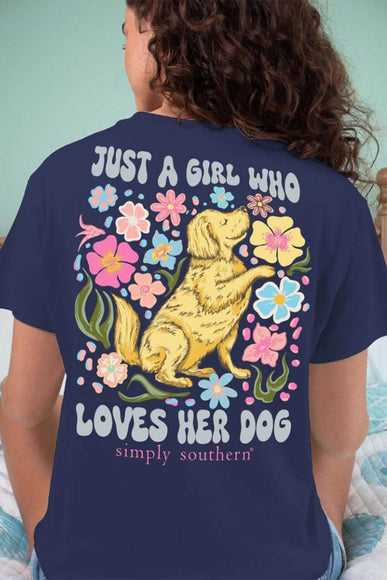 Simply Southern Shirts Women Loves Her Dog T-Shirt for Women in Navy 