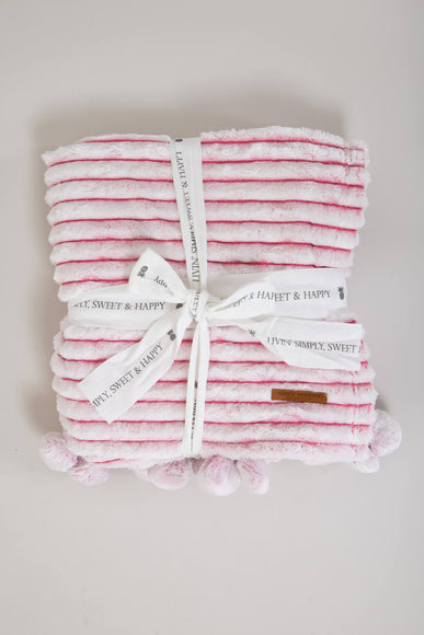 Simply Southern Luxe Pom Pom Throw Blanket in Candy