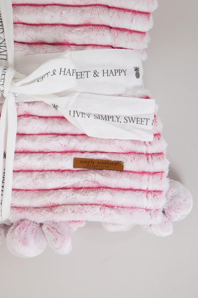 Simply Southern Luxe Pom Pom Throw Blanket in Candy