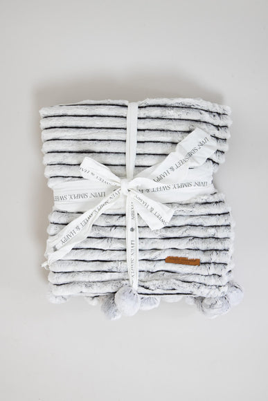 Simply Southern Luxe Pom Pom Throw Blanket in Pavement Grey