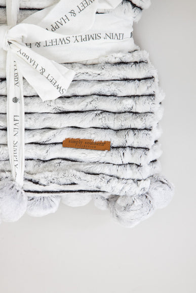 Simply Southern Luxe Pom Pom Throw Blanket in Pavement Grey