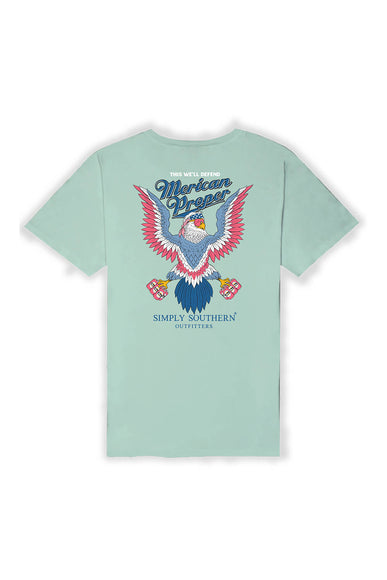 Simply Southern Merican Eagle T-Shirt for Men in Light Blue