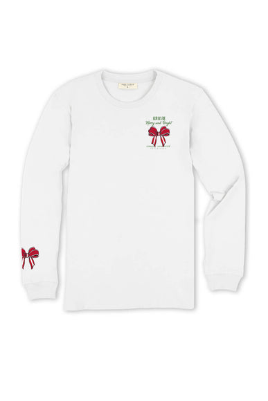 Simply Southern Long Sleeve Merry Dog Christmas T-Shirt for Women in White