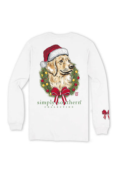 Simply Southern Long Sleeve Merry Dog Christmas T-Shirt for Women in White