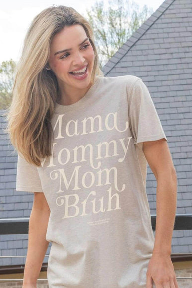 Simply Southern Mom Bruh T-Shirt for Women in Oat Heather