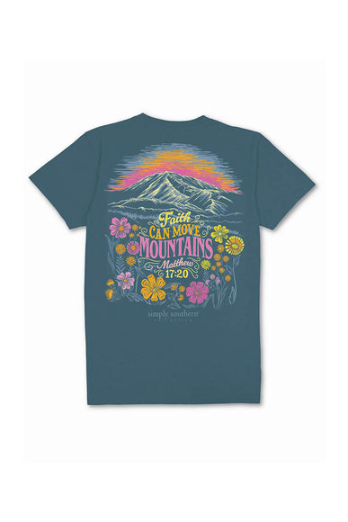 Simply Southern Faith Can Move Mountains T-Shirt for Women in Comet