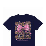 Simply Southern Plus Size Pink Bow Nurse T-Shirt for Women in Navy