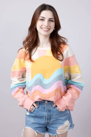 Simply Southern Patched Sun Sweatshirt for Women in Multi 