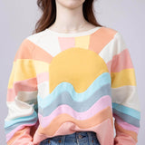 Simply Southern Patched Sun Sweatshirt for Women in Multi 