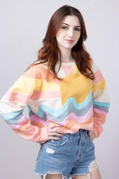 Simply Southern Patched Sun Sweatshirt for Women in Multi 