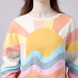 Simply Southern Patched Sun Sweatshirt for Women in Multi 