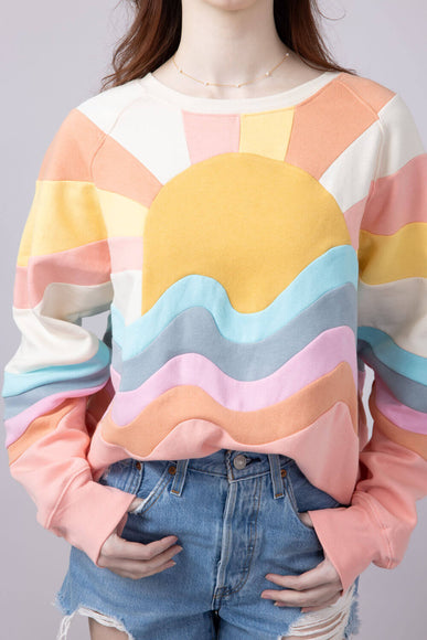 Simply Southern Patched Sun Sweatshirt for Women in Multi 