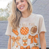 Simply Southern Happy Fall Yall T-Shirt for Women in Oat Heather