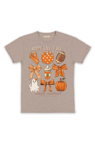 Simply Southern Happy Fall Yall T-Shirt for Women in Oat Heather