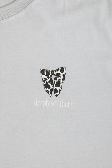 Simply Southern Plus Size Long Sleeve Flowers Cow T-Shirt for Women in White Water