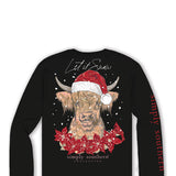 Simply Southern Plus Size Let It Snow Santa Cow T-Shirt for Women in Black