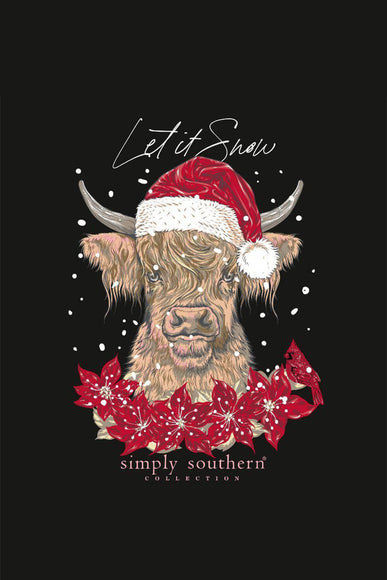 Simply Southern Plus Size Let It Snow Santa Cow T-Shirt for Women in Black