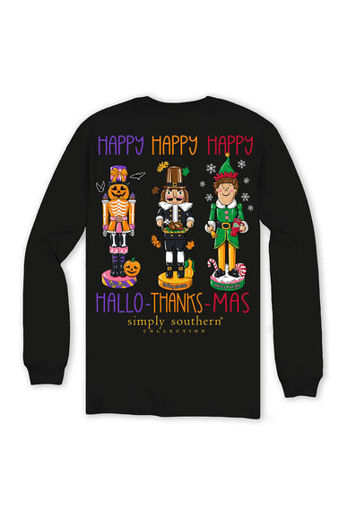 Simply Southern Plus Size Long Sleeve Happy Everything T-Shirt for Women in Black
