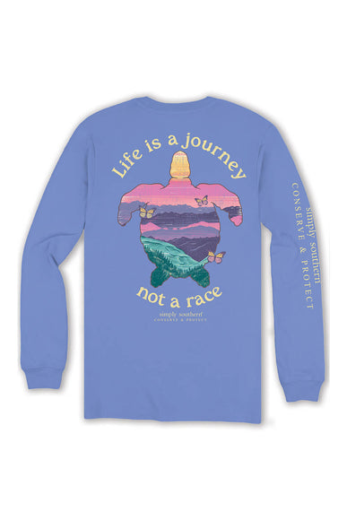 Simply Southern Plus Size Long Sleeve Life is a Journey Not A Race Turtle T-Shirt for Women in Vista