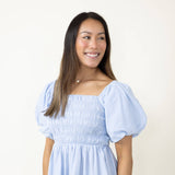 Simply Southern Puff Scallop Top for Women in Sky Blue