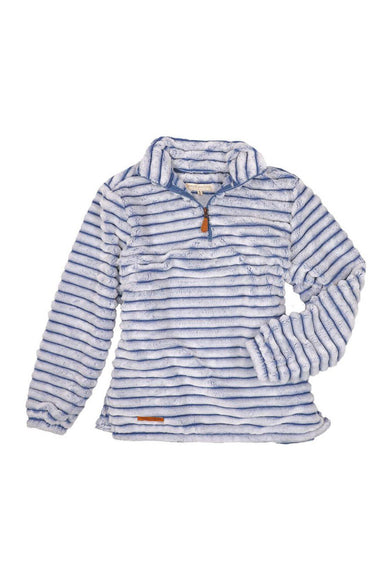 Simply Southern Sherpa Luxe Quarter Zip Front Pullover for Women in Steel Blue