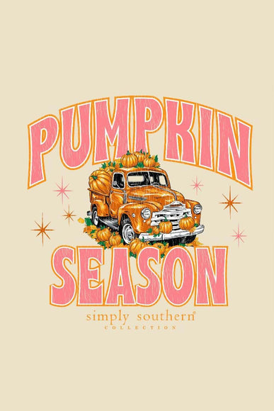 Simply Southern Pumpkin Season Fleece Crewneck for Women in Sand