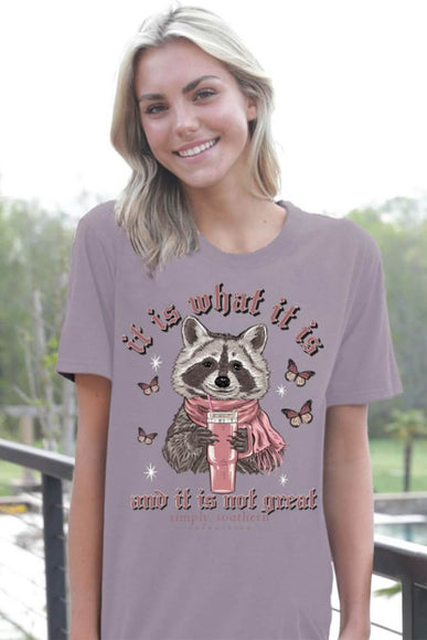 Simply Southern It Is What It Is Raccoon T-Shirt for Women in Purple