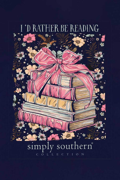 Girls Simply Southern Shirts Youth I’d Rather Be Reading T-shirt for Girls in Navy