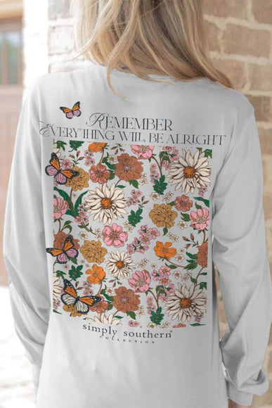 Simply Southern Long Sleeve Remember T-Shirt for Women in White Water