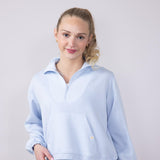 Simply Southern Ribbed Panel Modal ¼ Zip Pullover for Women in Powder Blue