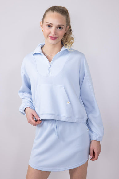 Simply Southern Ribbed Panel Modal ¼ Zip Pullover for Women in Powder Blue