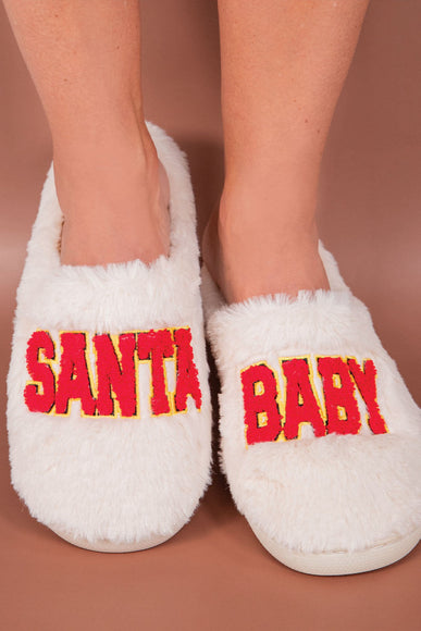 Simply Southern Santa Baby Bunny Slippers for Women in White