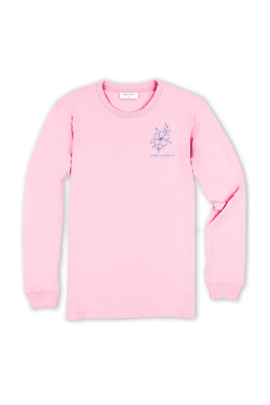 Simply Southern Plus Size Long Sleeve Saturn T-Shirt for Women in Candy Pink