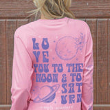 Simply Southern Long Sleeve Saturn T-Shirt for Women in Candy Pink