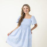 Simply Southern Scallop Dress for Women in Sky Blue