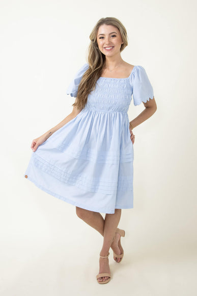 Simply Southern Scallop Dress for Women in Sky Blue