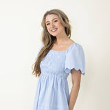 Simply Southern Scallop Dress for Women in Sky Blue