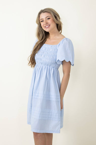 Simply Southern Scallop Dress for Women in Sky Blue