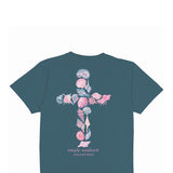 Simply Southern Plus Size Shell Cross T-Shirt for Women in Comet Blue