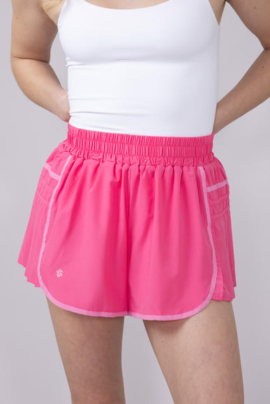 Simply Southern Side Pleated Shorts for Women in Hot Pink